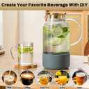 Buaic 2 PACK Glass Pitcher with Lid, 68 oz/ 2 Liter Classic Vertical Stripes Water Pitcher with Silicone Base, Glass Water Carafe for Cold Brew, Coffee, Lemonade, Iced Sun Tea,Beverage,Heat Resistant
