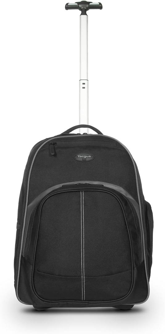 Targus 16 Inch Compact Rolling Backpack, Black - Wheeled Travel Bag Fits Laptops Up to 16