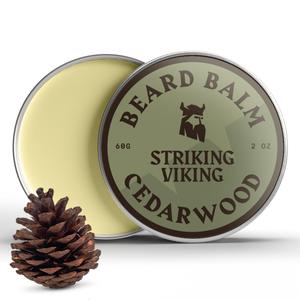 Striking Viking Beard Balm for Men  Light Hold, Cedar, 2 Oz - Leave-in Beard Conditioner with Shea Butter, Tea Tree, Argan & Jojoba Oils - Smooth, Shape, Moisturize & Soften Coarse, Dry Facial Hair (2 Ounce (Pack of 1))