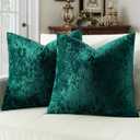 MIULEE Velvet Throw Pillow Covers Set of 2, Soft Neutral Decorative Spring Pillow Cases with Luxurious Textured Vintage Cushion Covers for Home Decor Couch Sofa Bed,Emerald Green 24x24 inch