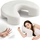 Jaxmoon Side Sleeper Pillow for Shoulder Pain Relief, Rotator Cuff Pillow with Arm Channels for Shoulder & Neck Support, Knee Pillow for Adults Between Legs, Ergonomic Memory Foam Pillow, Cream White