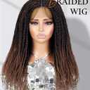 quickwig Senegalese Twist Braided Wig for Black Women Full Lace Short Knotless Twist Wigs Glueless Ombre Brown Synthetic Braids Wigs with Baby Hair Micro Twist Hair 20 inches 1B/30