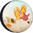 Summer Beach Spare Tire Cover Seashells Starfish and Flip Flops Wheel Covers for RV Tires Camper Tire Case Protectors for Trailer Rv SUV Truck Travel Trailer 15 in
