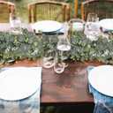 N&T NIETING 2 Pack Artificial Eucalyptus Garland with Flowers, Faux Greenery Garland Decor 6FT Eucalyptus Vines, Fake Hanging Vines Summer Garlands for Mantle Wedding Backdrop Mothers Day Decorations