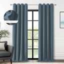 ChrisDowa 100% Blackout Blue Solid Curtains 102 Inches Long 2 Panels for Bedroom Living Room,Farmhouse Room Darkening Thermal Insulated Soundproof Grommet Top Window Treatment Drapes,52x102