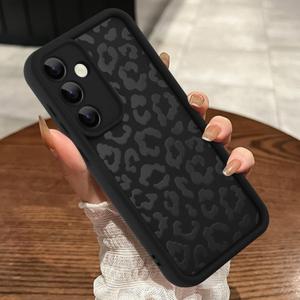 MOWIME Compatible with Samsung Galaxy S25 Case, Cheetah Print Shockproof Soft TPU Protective Cover for Women Girls, Slim Anti Scratch Leopard Case for Galaxy S25 6.2 Inch, Black