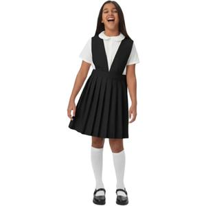 French Toast Girls' V-Neck Jumper (7, Black)