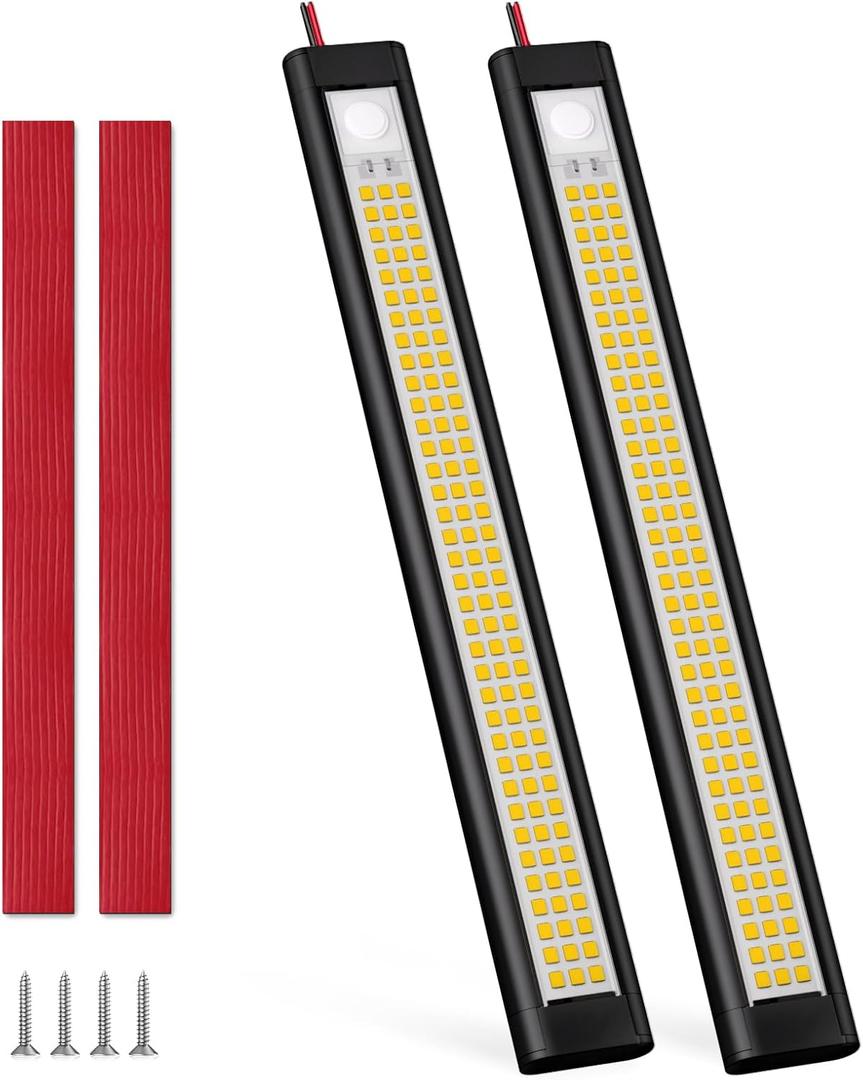12 Volt LED Lights, Enclosed Trailer Light, RV Interior Lighting, 4000K String Lights for Trailer, Truck, Van, RV(2Pack, Black, with 2 Tapes)