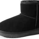 DREAM PAIRS Snow Boots for Women Genuine Suede Faux Fur Lining Anti-Slip Warm Winter Booties Slip On Memory Foam Ankle Boots FuzzyClassic Low Boots (9, Black)