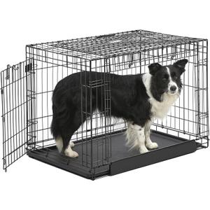MidWest Homes for Pets Ovation Double Door Dog Crate, 36-Inch (36.8"L x 25.1"W x 27.0"H, Black)