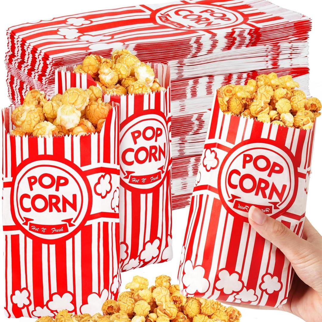 500pcs Paper Popcorn Bags for Party, 1 Oz Small Vintage Individual Servings Popcorn Container Pop Corn Bags Bulk for Popcorn Machine Accessories Supplies Movie Nights