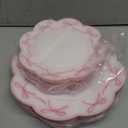 LIYH 60 Pcs Pink Bow Plastic Plates for Party - Pink Scalloped Scalloped Plates Disposable Heavyduty for Decorative Tableware for Holiday Party Decor Supplies - 10.25" Dinner & 7.5" Dessert Plate