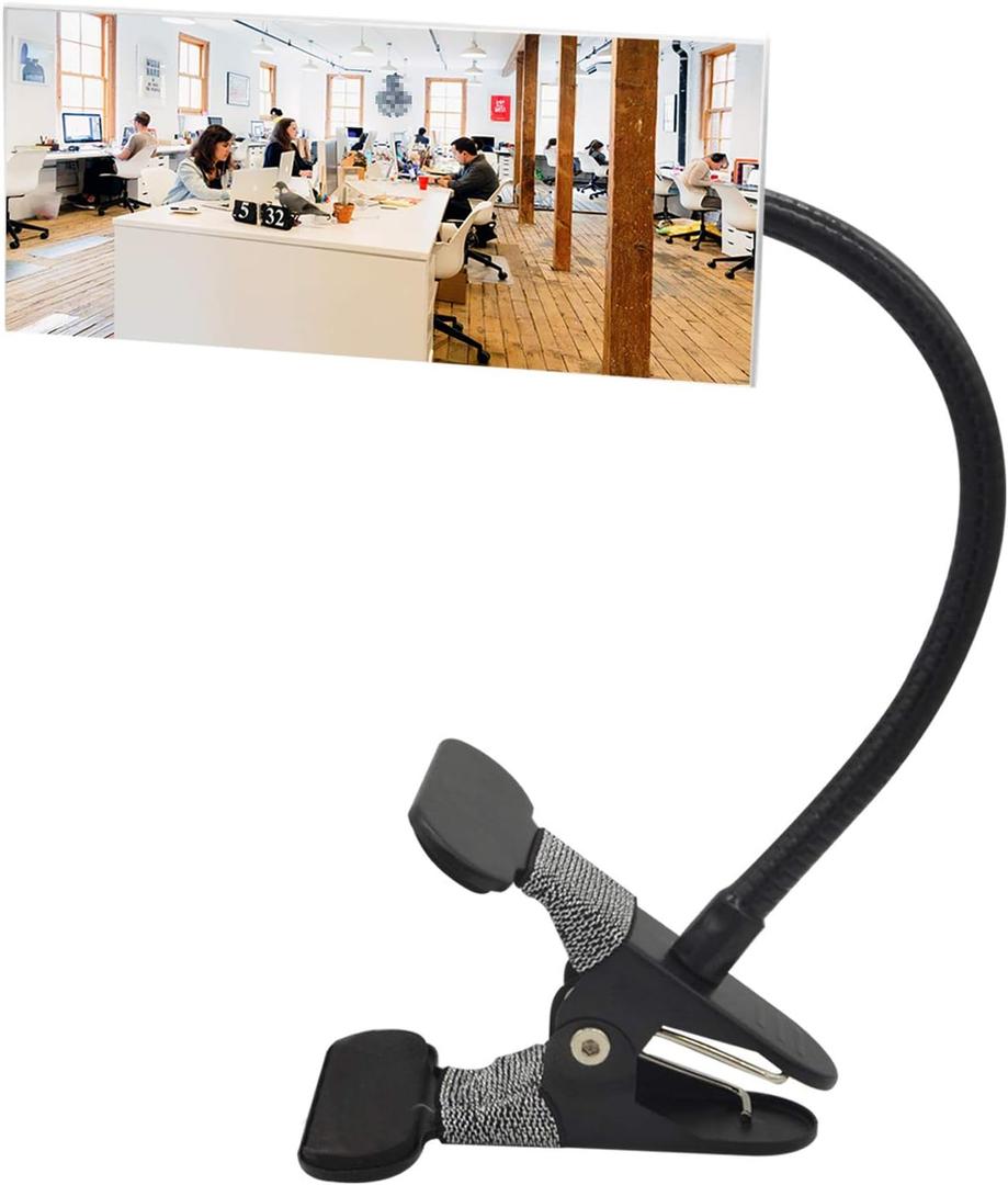 Ampper Clip On Security Mirror, Convex Cubicle Mirror for Personal Safety and Security Desk Rear View Monitors or Anywhere (6.69" x 2.95", Rectangle) (Frameless Glass)