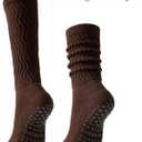 Scrunch Pilates Grip Socks for Women, Yoga Slouch Socks with Grip for Dance Gym Exercise (M)