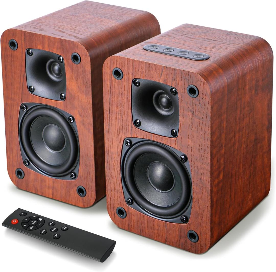 Saiyin Bluetooth Bookshelf Speakers, Record Player Speakers with 3 Inch Woofer, Powered Speakers with Optical/AUX/TV-ARC Input for Turntable PC and TV