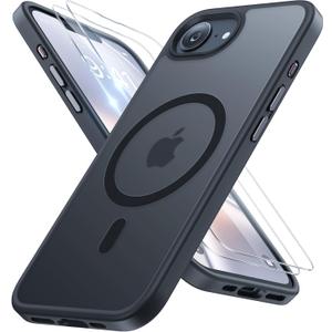 Miracase for iPhone 17e case & iPhone 16e Case for MagSafe [with 29H+ Screen Protectors] TOP Shockproof Military-Grade Protection with Nano-Coating for iPhone 16e/17e Phone Case, Translucent Black