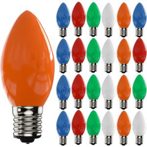 25 Pack C9 LED Multicolor Christmas Light Bulbs Shatterproof, E17 Intermediate Base Bulbs C9 LED Multicolor Replacement Lights Bulbs for Outdoor Christmas String Lights Patio Garden Party Decorations (Multi-colored-new)