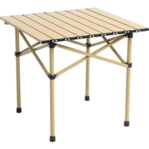 Wind Tour Portable Camping Table Folding Side Table Aluminum Lightweight Table with Carry Bag for Outdoor Cooking Hiking Picnics BBQ Travel (Khaki), 20.1" x 21.1" x 19.7"