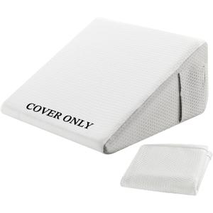 Bedluxe Wedge Pillow Cover 12inch, Bed Wedge Pillow Case with Side Pocket, Removable & Machine Washable Wedges Pillowcase Replacement with Zipper, 24"x24"x12", White Grey(Pillow NOT Include)
