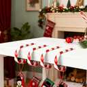 Christmas Stocking Holders Set of 4, Adjustable Candy Cane Hooks for Fireplace Mantle, Non-Skid Lightweight Metal Hangers for Christmas Decorations