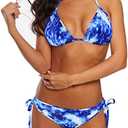 American Trends Women's String Two Piece Halter Top Triangle Bikini Set with Tie Side Bottom Sexy Swimsuit Bathing Suits XL