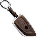 Metal Key Fob Cover, Aluminum Alloy Protective Case Compatible for BMW 1 3 5 7 Series 530 F48 X1 X2 X3 X4 X5 X6 (A Style) (Brown)