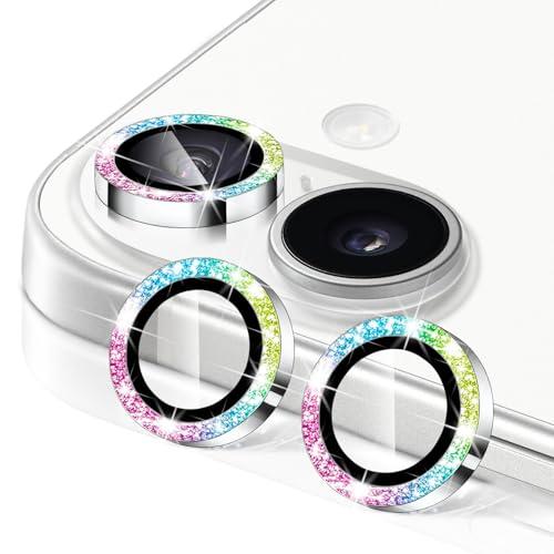 Hsefo Camera Lens Protector for iPhone 17, 9H Ultra-thin Tempered Glass, Glitter Bling Cute Girly Metal Individual Camera Cover Accessories for Women，Scratch Resistant, Case Friendly, Colorful