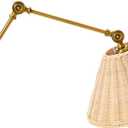 Creative Co-Op Coastal Adjustable Wall Sconce with Neutral Beige Rattan Shades, Antique Metal Brass Finish, 11.6" x 12" x 28.8"
