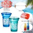 Domensi 24 Pcs 6oz Mini Hibiscus Sipper Cups Hawaiian Tropical Cups with Lids and Straws Luau Reusable Plastic Tumbler Bulk Colorful Drinking Mugs for Summer Beach Pool Aloha Party Favor Supplies, approximately 3.54 x 2.76 inches / 9 x 7 cm