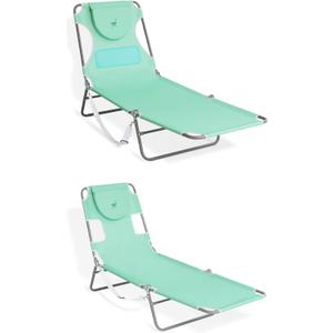 Ostrich Lightweight Portable Chaise Folding Sunbathing Poolside Beach Chair with Outdoor Adjustable Recliner Lounge Pool Chair, Teal