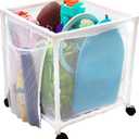 Essentially Yours Rolling Pool Storage Small Organizer Bin, (18" W x 18" L x 20" H), White Style 417244