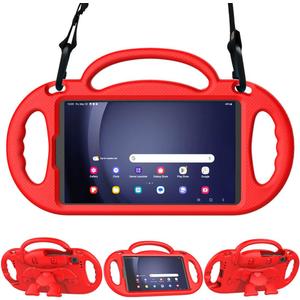 Kids Case for Samsung Galaxy Tab A11 2025 / A9 8.7 Inch 2023 (SM-X110/X115/X117) & Galaxy Tab A7 Lite 8.7 Inch 2021, with Shoulder Strap, Shockproof Handle Stand Cover for Galaxy 8.7", Red