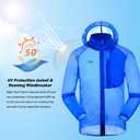 Sun Protection Jacket Ultra Light Thin Breathable Packable Outdoor Cycling Jacket Hoodie Skin Clothing for Men & Women (Blue, XL)