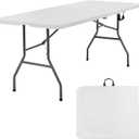 PayLessHere | 6FT Folding Table | Portable Plastic Table with Carry Handle | Waterproof & Foldable Table Design | Steel Frame with Lock | White | for Events, Camping, Indoor & Outdoor Use