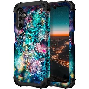 Hocase for Galaxy A16 5G Case, Heavy Duty Shockproof Protection Soft Silicone Rubber Bumper+Hard Plastic Hybrid Protective Case for Samsung Galaxy A16 5G (6.7") 2025 - Mandala in Galaxy