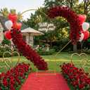 6.6ft Large Metal Heart Arch Stand & Will You Marry Me LED Neon Sign – Proposal Decorations Kit Includes Red Carpet 4000 Rose Petals, 30 Artificial Roses – Marry Me Sign for Engagement, Wedding, Valentine’s Day(Yellow)