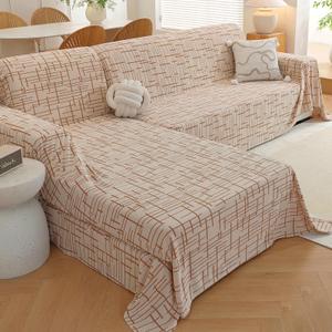 CYCMACO Sectional Couch Covers for Dogs 2 Pieces, Pet Couch Covers for Sectional Sofa, Washable L Shaped Couch Cover, Couch Blanket Furniture Protector (X-Large: 78" x 110" + 78" x 118", Brown)