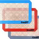 Small Macaron Silicone Baking Mat, 3 Pack Quarter Sheet Baking Mats (11.8 x 8.5 IN), Silicone Baking Sheet for Macarons, Cookies, Pastry, Pizza (Red, Blue, Grey)