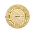 12 Pack Gold Charger Plate, 13 Inch Heavy Weight Charger Plates for Dinner, Reusable Plastic Embossed Table Chargers for Wedding, Christmas,Thanksgiving, Birthday, Holiday Tabletop Decor