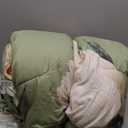 Dobuyly Queen Comforter Set 7 Piece Bed in a Bag, Olive Green Floral Comforter Set with Sheets, Soft Microfiber Botanical Flower Bedding Set for All Season