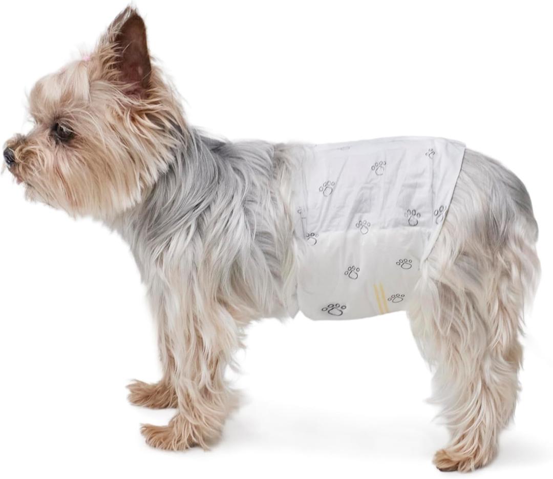 Amazon Basics Male Dog Diapers, 30 Count, X-Small, Ultra Absorbent Disposable Wrap with Secure Fit, Leakproof and Comfortable
