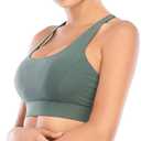 RUNNING GIRL Sports Bras for Women,Padded Sports Bra Tank Top Sexy Crisscross Back High Impact Longline Workout Yoga Bra (Green, S)