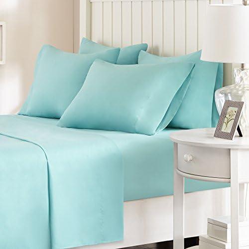 Comfort Spaces Microfiber Set,6 pcs, 14" Deep Pocket, Wrinkle Resistant All Around Elastic-Year-Round Cozy Bedding Sheet, Matching Pillow Cases, Full, Aqua (CS20-0117)