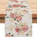 Spring Pink Peony Table Runner 13x72 Inch Spring Pink and Yellow Flowers Kitchen Dinning Table Decoration for Indoor Outdoor Home Party Dcor