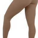 High Waisted Leggings for Women - No Front Seam Tummy Control Yoga Pants for Workout Running No See Through (Brown, M)