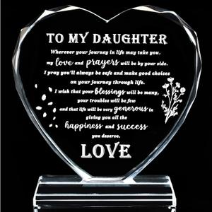 Qianwei Daughter Birthday Gift Crystal Gift for Daughter Heart Mother Daughter Gift Keepsake Graduation Birthday, Wedding, Engagement, Valentine's Day, and Christmas Gifts for Daughter