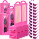 Resurhang 24 Pcs Pink Party Favor Boxes Doll Gift Boxes Include 12 Pink Goodie case 12 Heart Sunglasses for Birthday Party Supplies, 1 Count