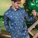 Arvilhill Mens St Patrick's Button Shamrock Clover Printed Long Sleeve Shirt (S-3XL) (Blue, XXXL)