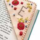 MOTEERLLU Personalized Hand Embroidered Corner Bookmark,Felt Triangle Page Stitched Handmade Bookmark,Unique Cute Flower Letter Embroidery Bookmarks Accessories for Book Lovers(Fall-e)