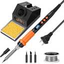 Soldering Iron Kit, 100W High Power Soldering Iron, Fast Heating, Digital Display Temperature Control Accurate 356F-896F, Portable Soldering Kit with Protective Cap, Automatic Sleep Mode (Light Orange)